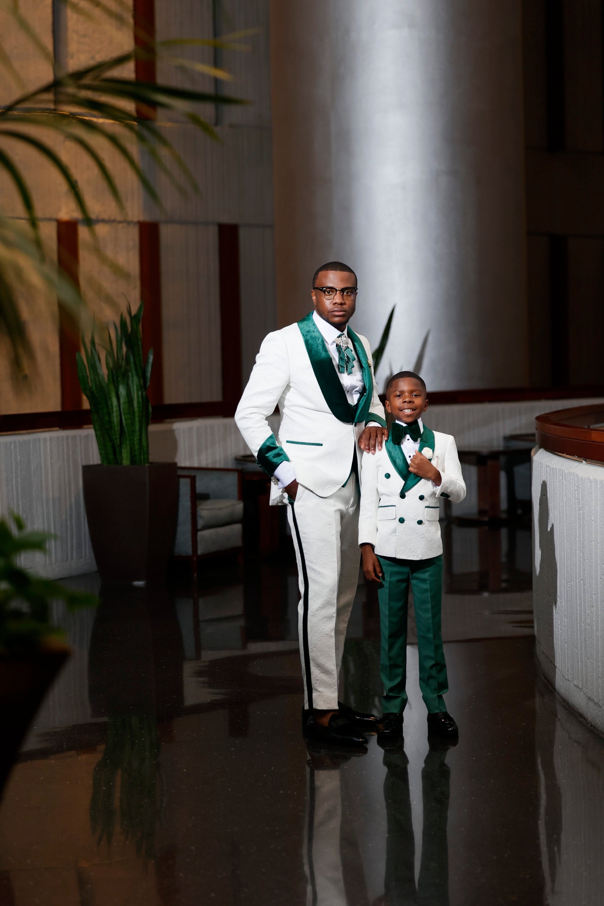 Ivory Paisley Tuxedo With Green Velvet