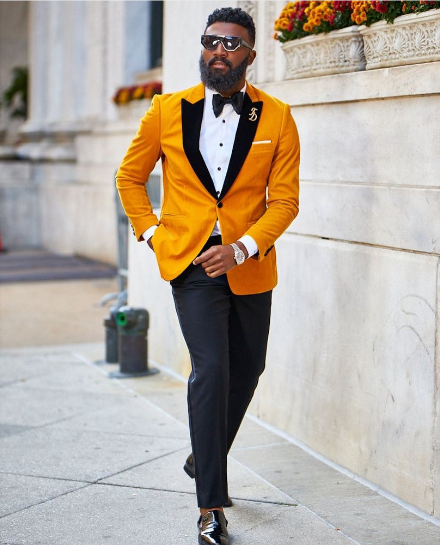 mustard yellow yellow tuxedo dress Chadwick Mustard Tuxedo – Henry Couture Paris