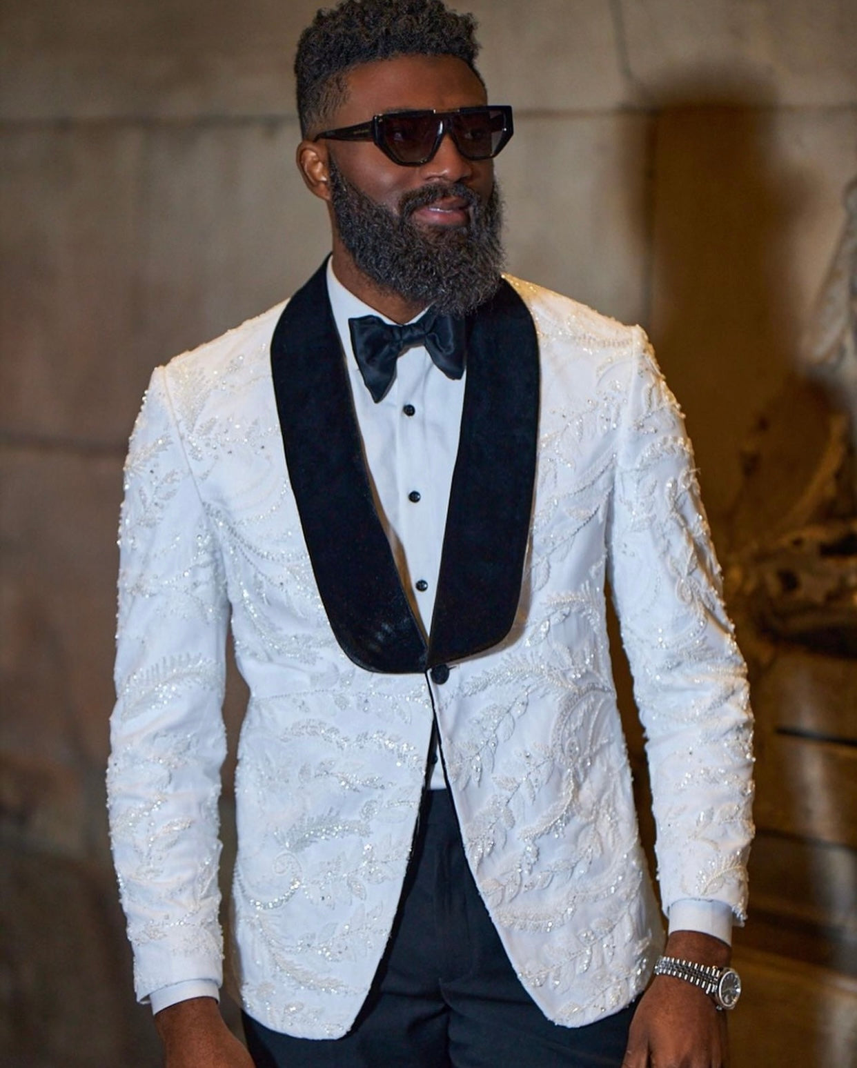 Alabaster Brocade Dinner Tuxedo