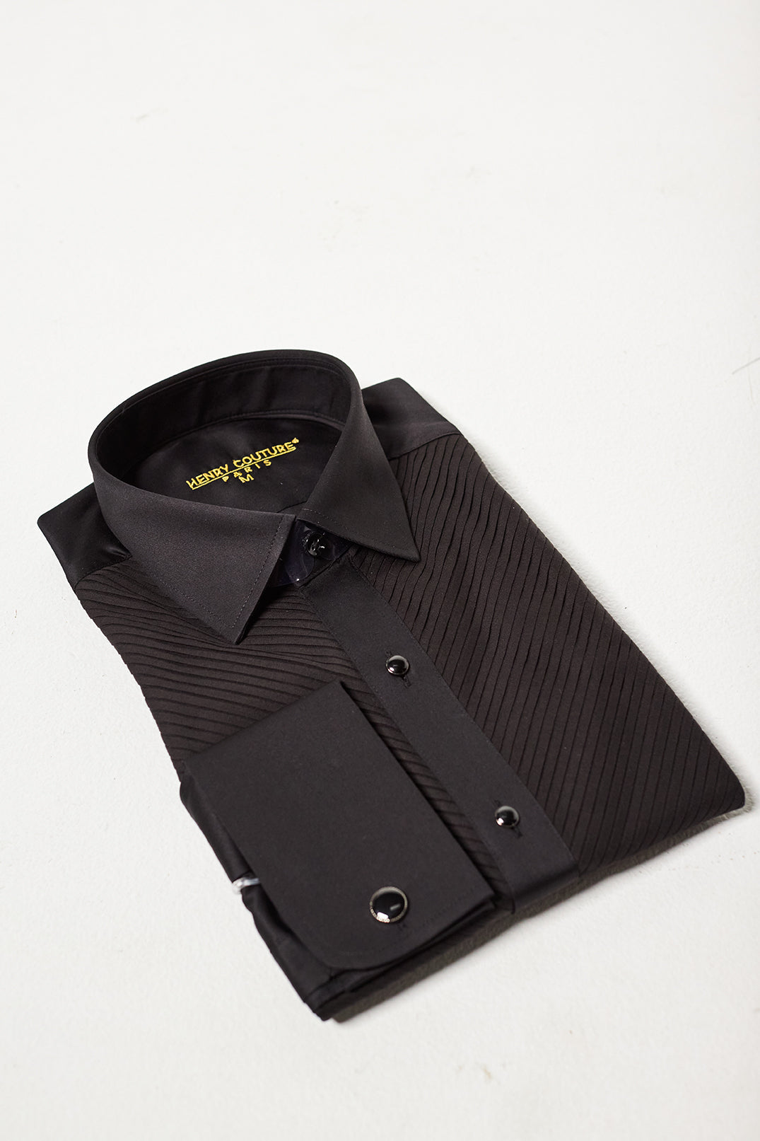 Diagonal Plisse Slim Fit Tuxedo Shirt