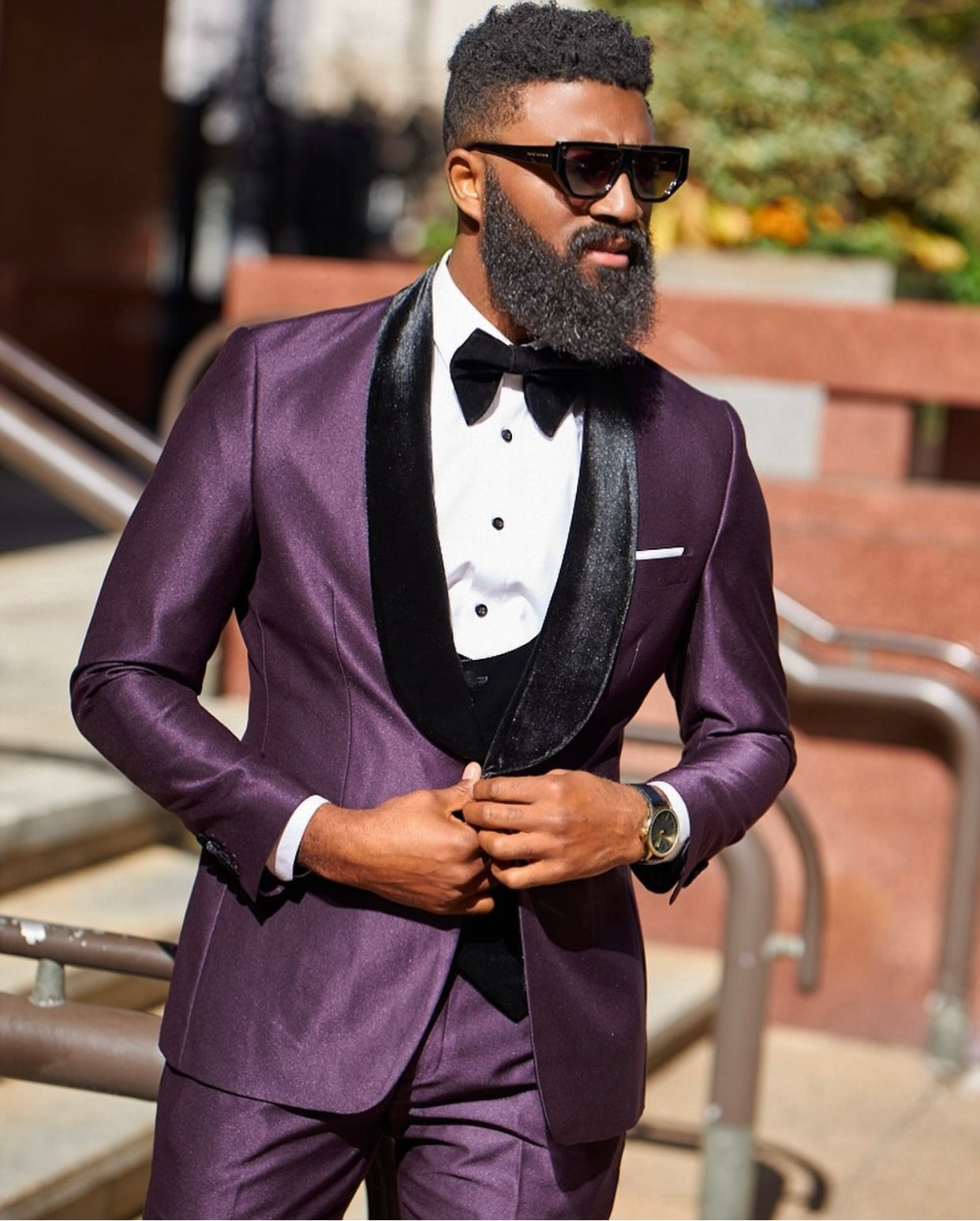 Men in the Egg Plant Tuxedo