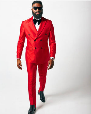 Red Double Breasted Wedding Suit