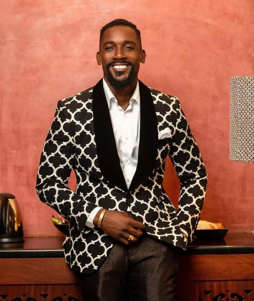 Man in Black And White Damask Jacket