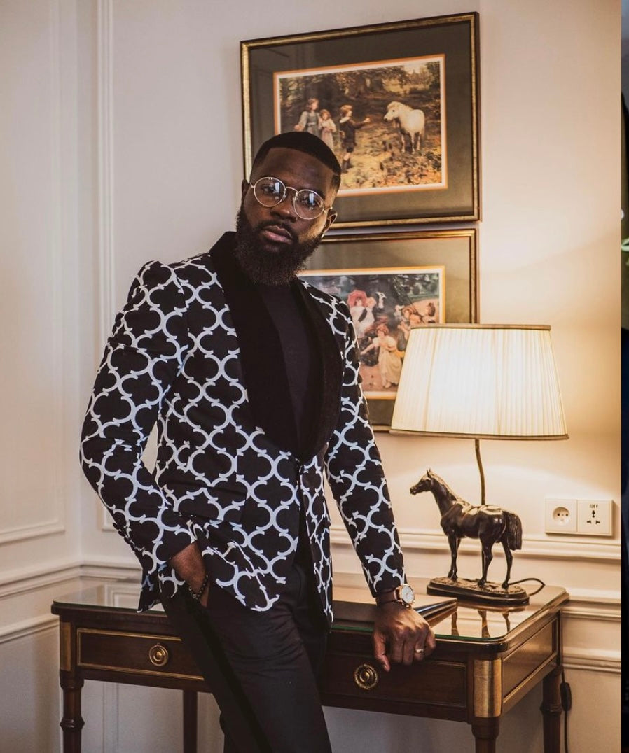 Black And White Damask Tuxedo – Henry Couture Paris