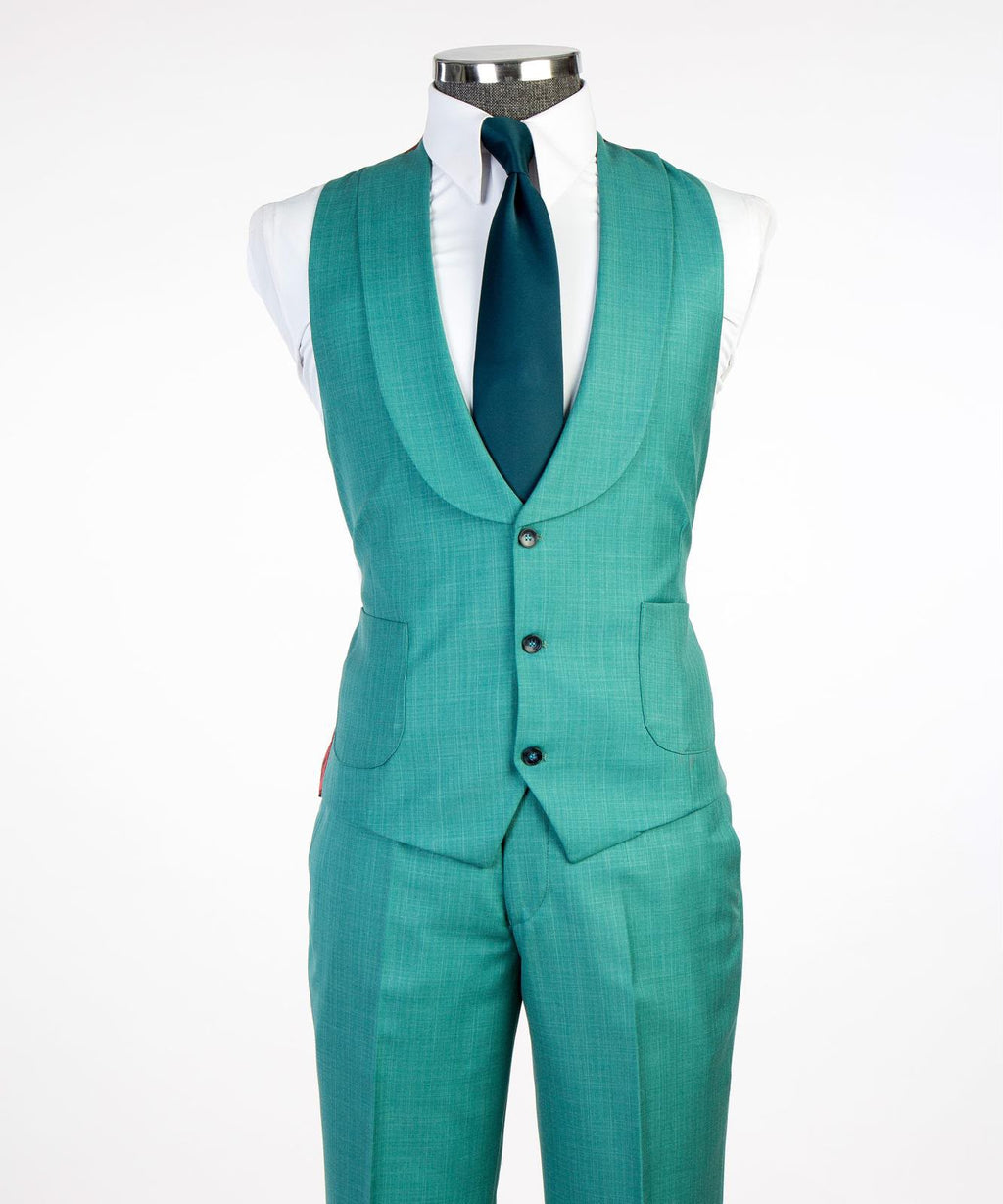 Men's Three-Piece Wedding Suit | Modern Tailored Formal Suit | Aqua Blue