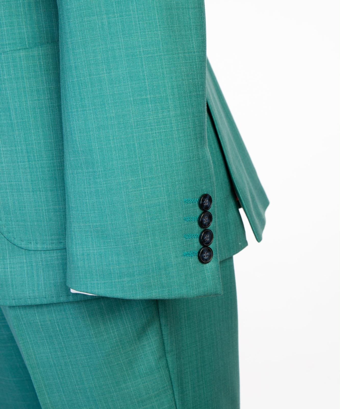 Men's Three-Piece Wedding Suit | Modern Tailored Formal Suit | Aqua Blue