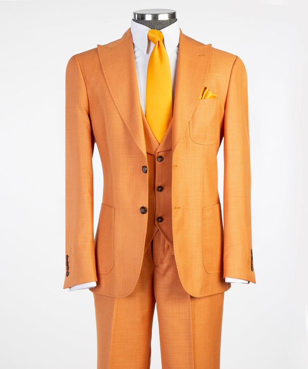 Men's Three-Piece Wedding Suit | Modern Tailored Formal Suit | Burnt Orange