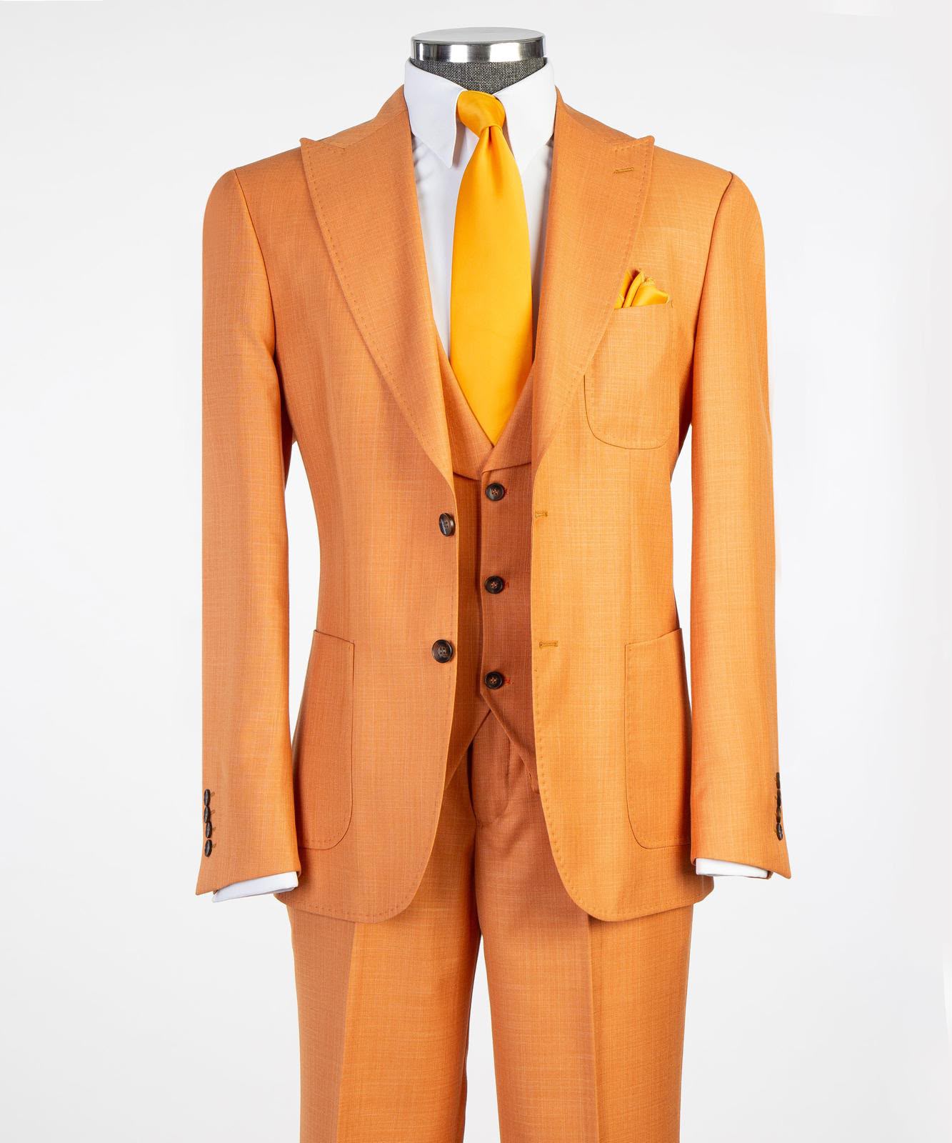 Men's Three-Piece Wedding Suit | Modern Tailored Formal Suit | Burnt Orange