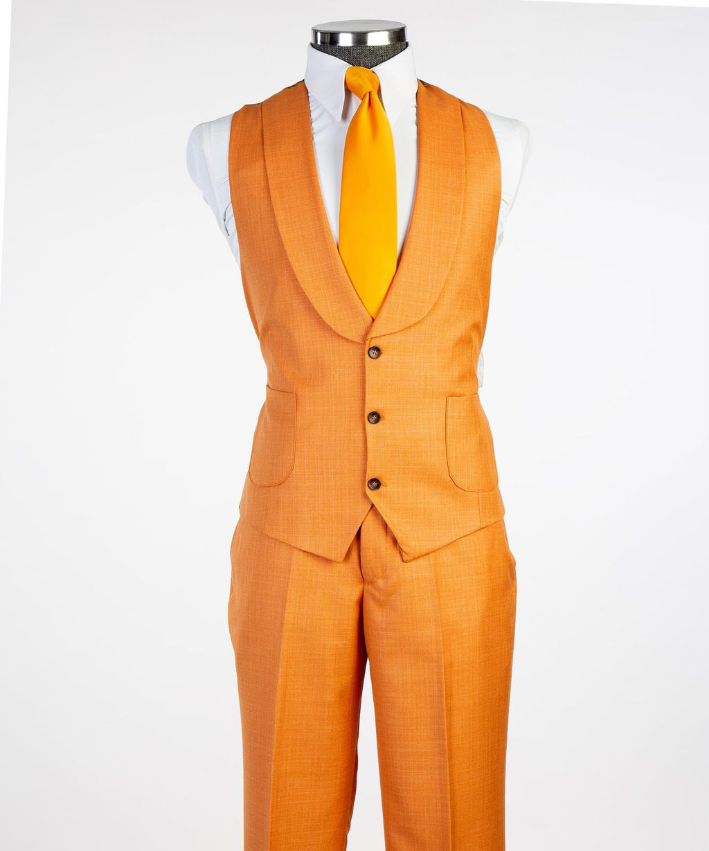 Men's Three-Piece Wedding Suit | Modern Tailored Formal Suit | Burnt Orange