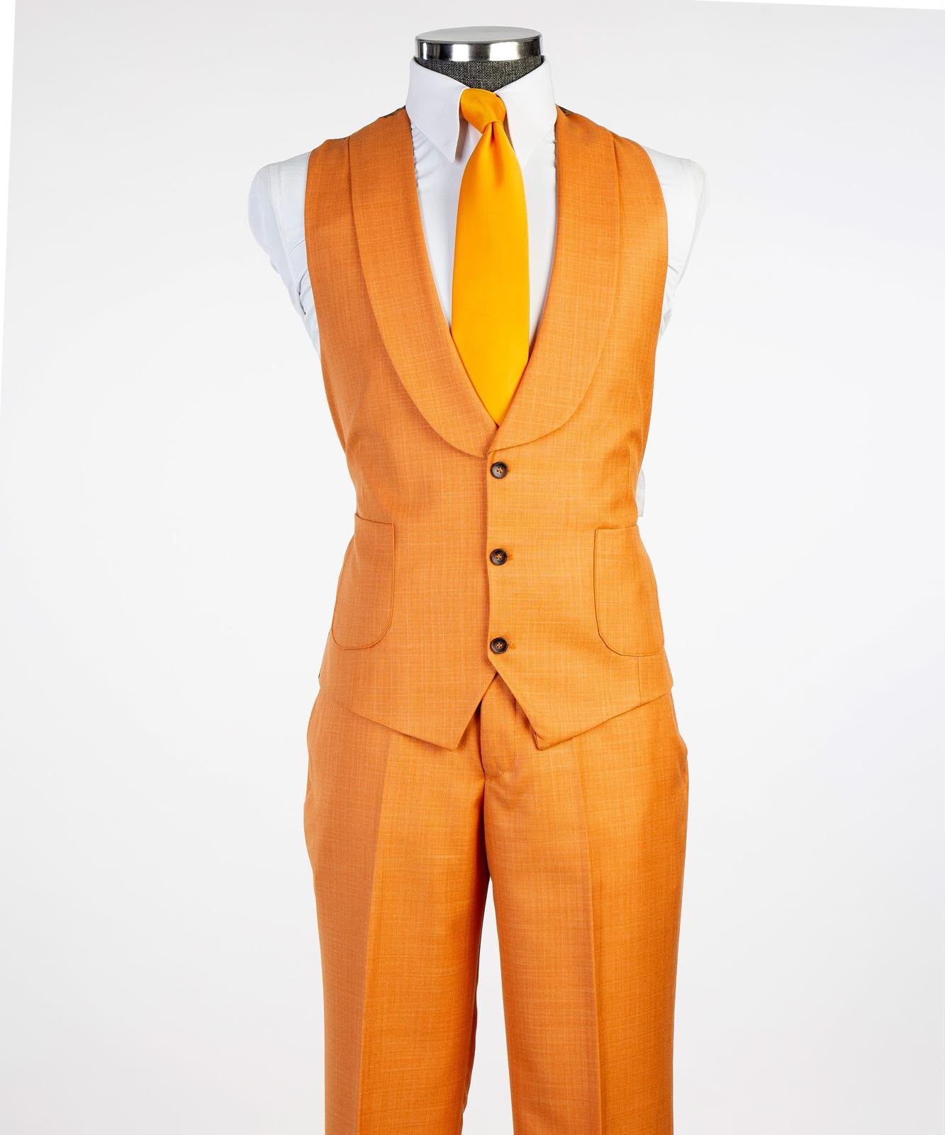 Men's Three-Piece Wedding Suit | Modern Tailored Formal Suit | Burnt Orange