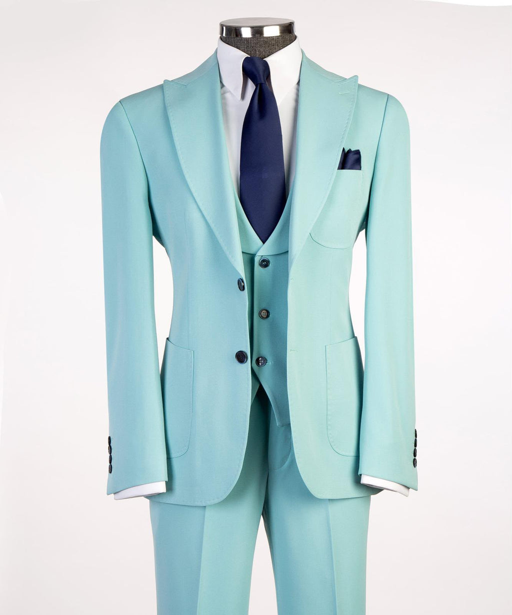 Men's Three-Piece Wedding Suit | Modern Tailored Formal Suit | Sky Blue
