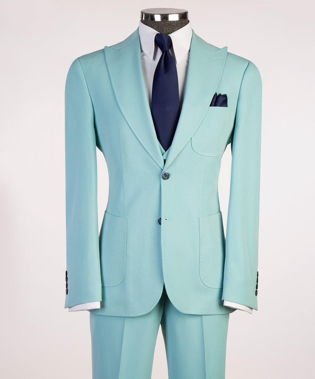 Men's Three-Piece Wedding Suit | Modern Tailored Formal Suit | Sky Blue