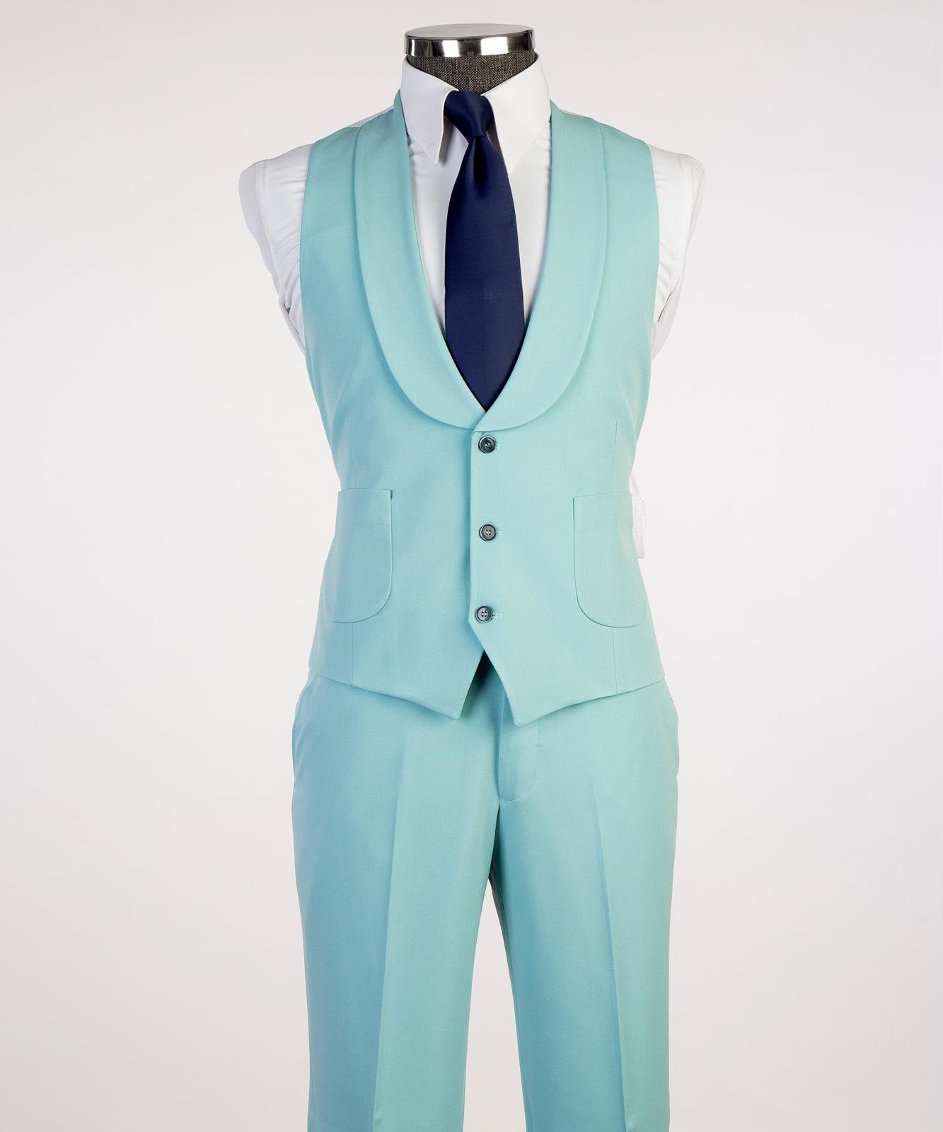 Men's Three-Piece Wedding Suit | Modern Tailored Formal Suit | Sky Blue