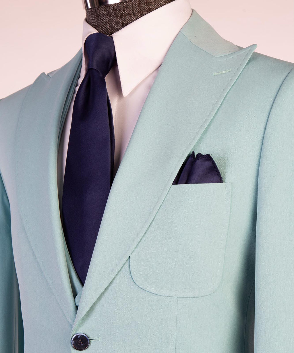 Men's Three-Piece Wedding Suit | Modern Tailored Formal Suit | Sky Blue