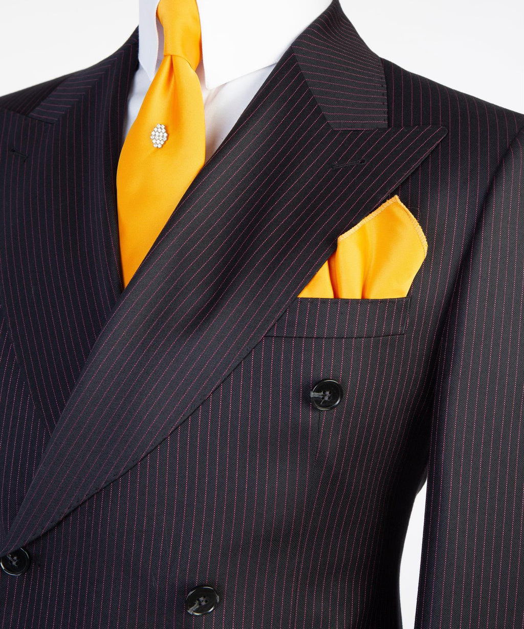 Deep Eggplant Double-Breasted Pinstripe Suit for Men