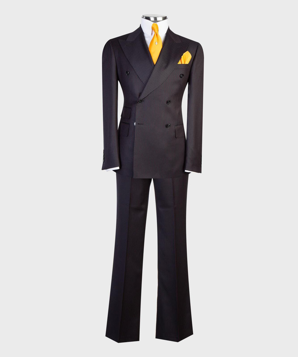 Deep Eggplant Double-Breasted Pinstripe Suit for Men