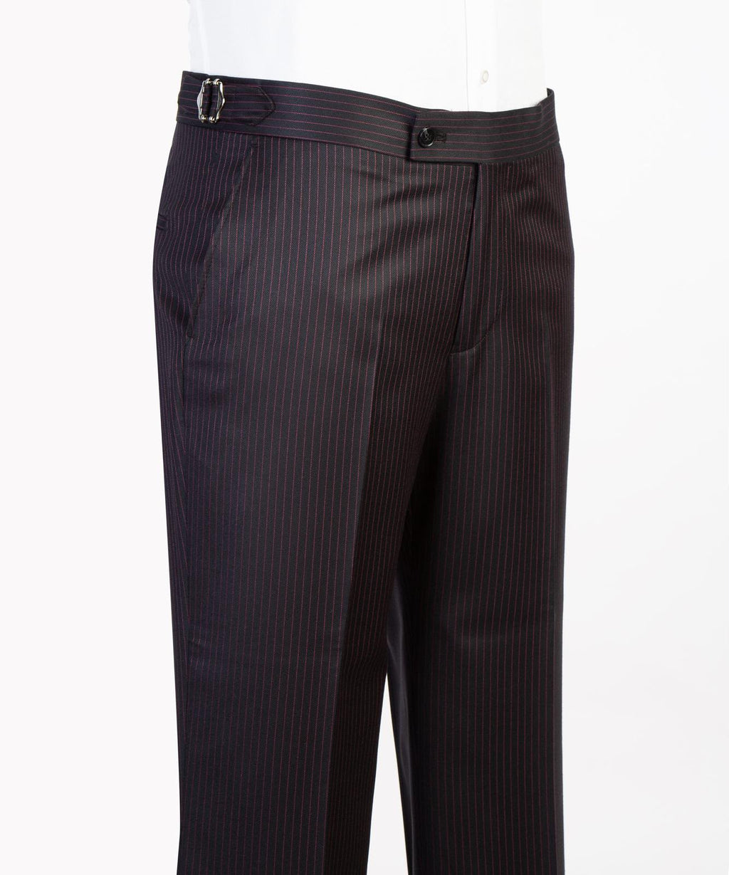 Deep Eggplant Double-Breasted Pinstripe Suit for Men
