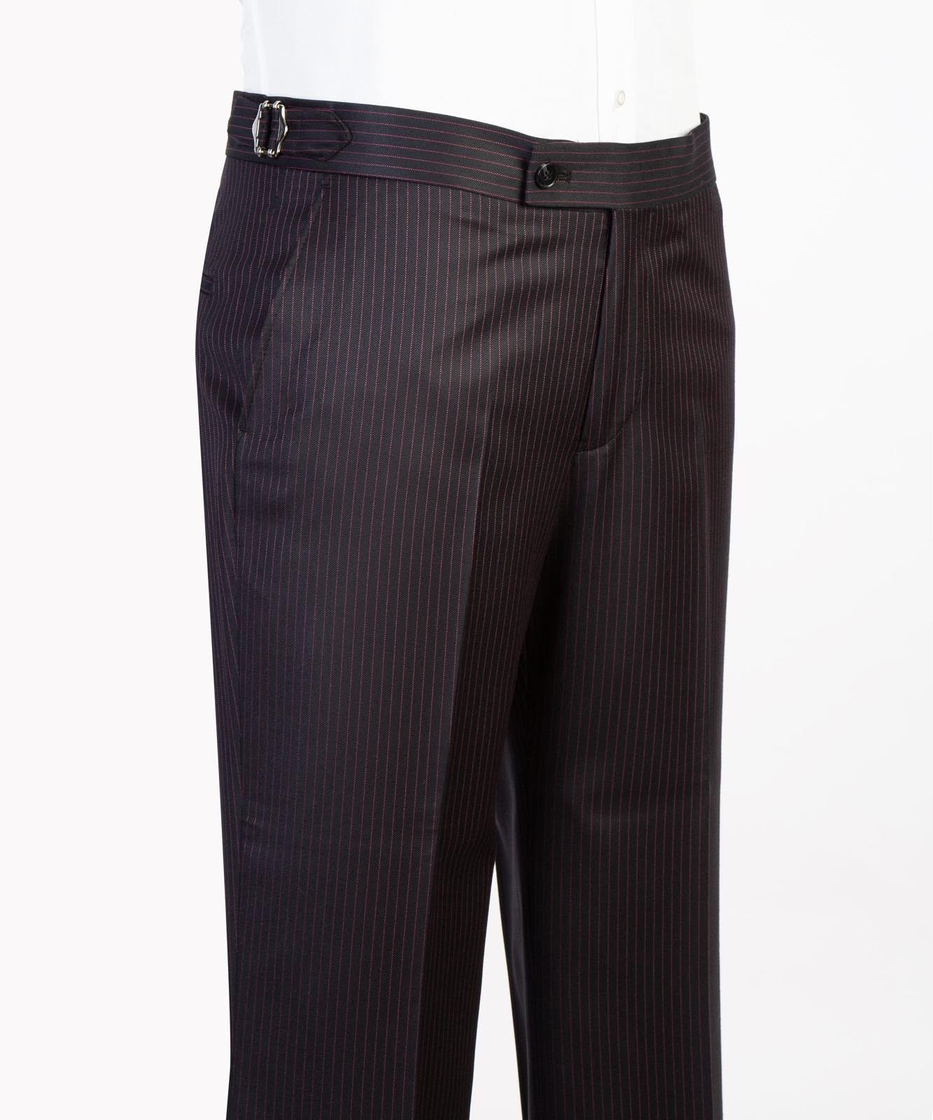 Deep Eggplant Double-Breasted Pinstripe Suit for Men