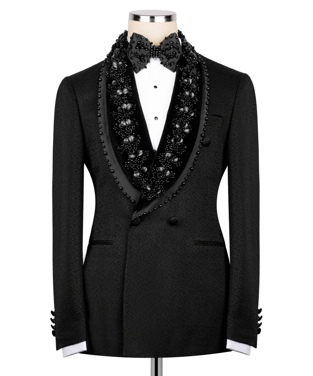 Men's Floral Jacquard Shawl Lapel Tuxedo