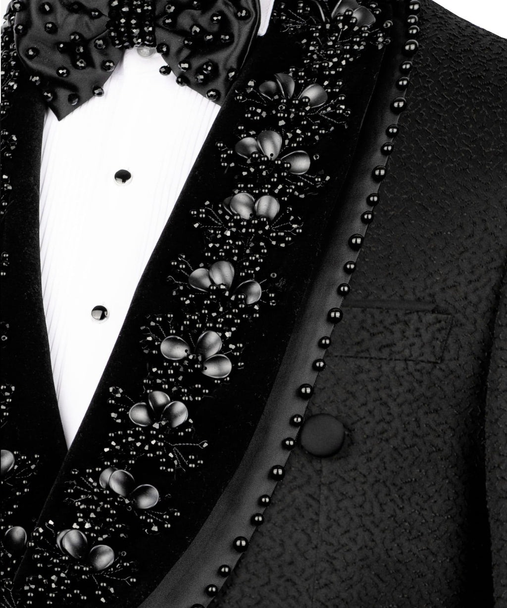 Men's Floral Jacquard Shawl Lapel Tuxedo