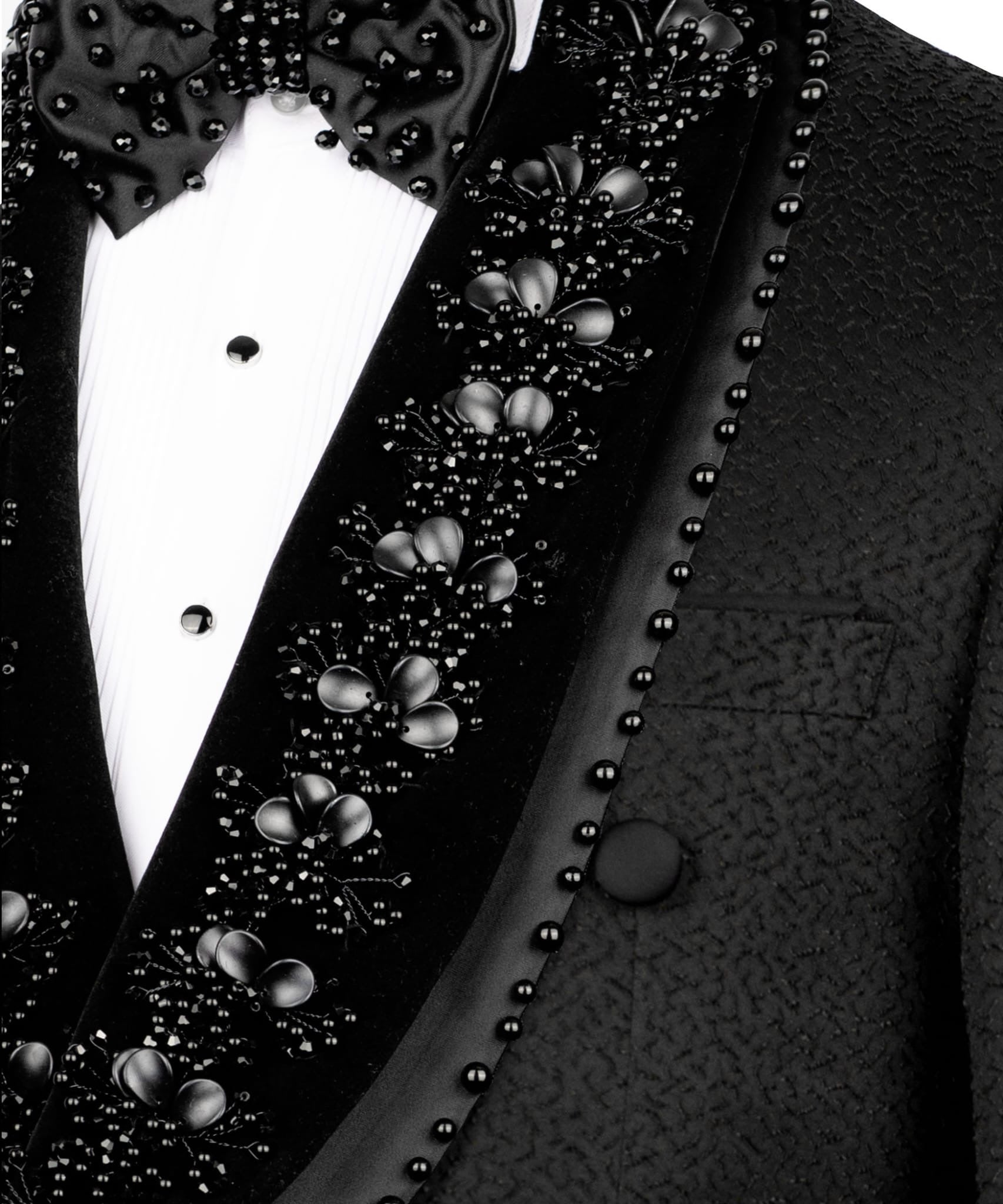 Men's Floral Jacquard Shawl Lapel Tuxedo