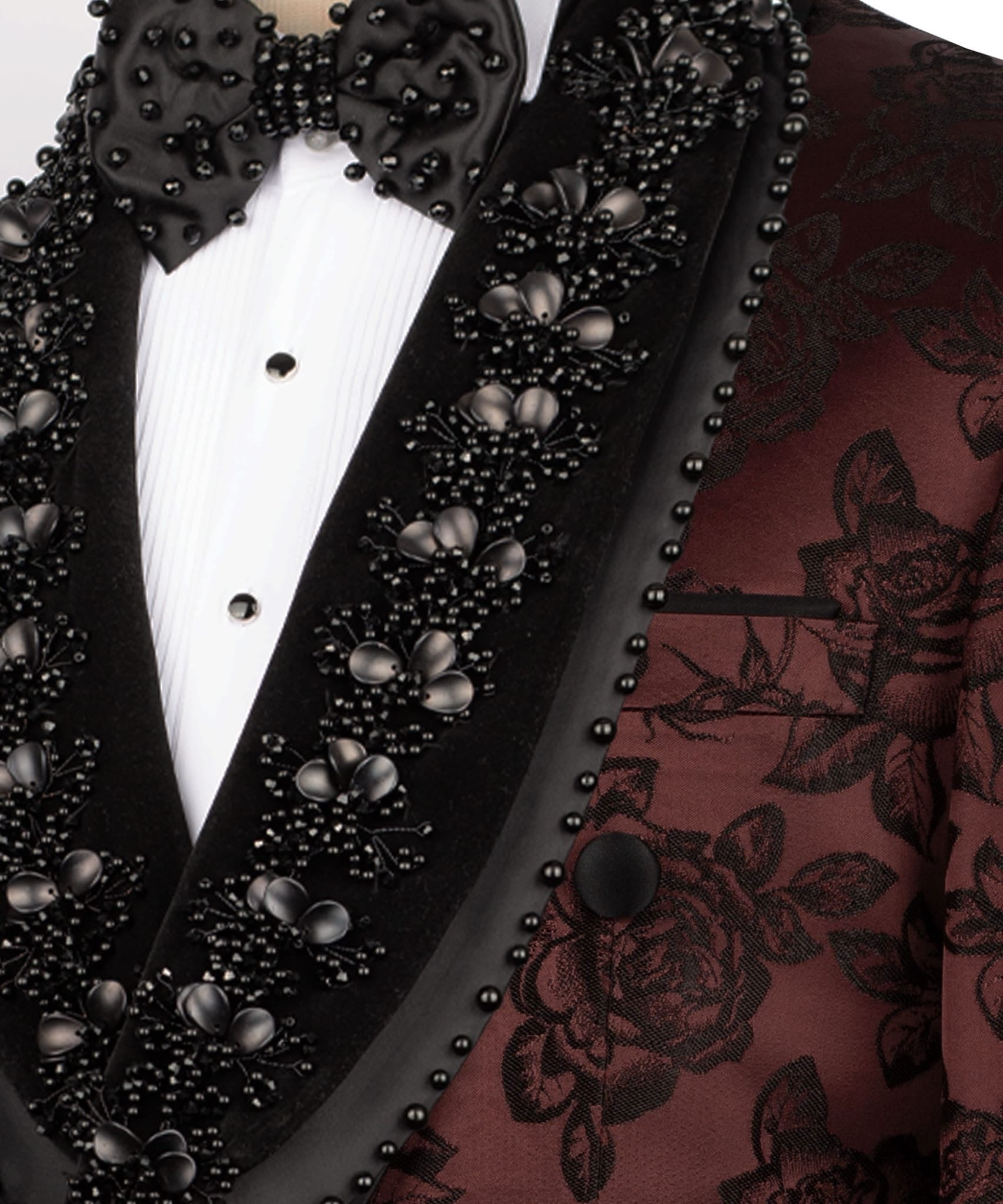Men's Floral Jacquard Shawl Lapel Tuxedo