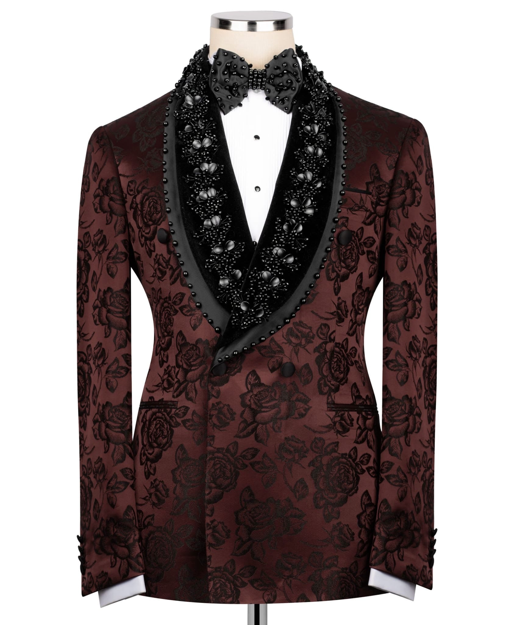 Men's Floral Jacquard Shawl Lapel Tuxedo
